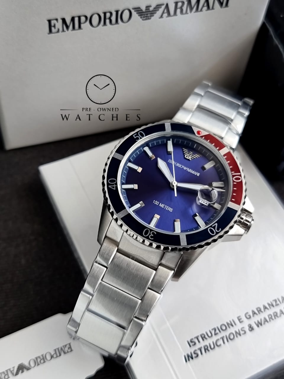 Emporio Armani Blue Dial Stainless Steel Quartz AR11339 Men’s Watch