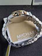 Michael Kors Women’s Chronograph Quartz Stainless Steel Silver Dial 45mm Watch MK5627