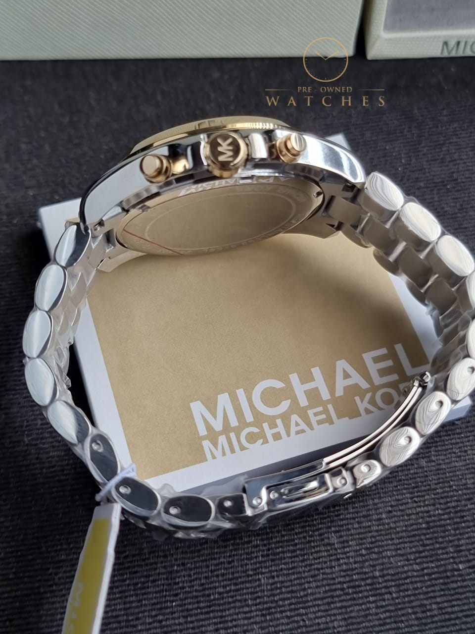 Michael Kors Women’s Chronograph Quartz Stainless Steel Silver Dial 45mm Watch MK5627