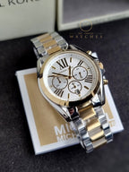 Michael Kors Women’s Chronograph Quartz Stainless Steel Silver Dial 45mm Watch MK5627