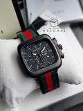Gucci Coupe Black Stainless Steel with Striped Nylon Strap Men's Watch(Model:YA131202)