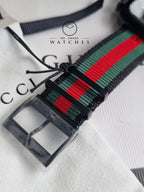 Gucci Coupe Black Stainless Steel with Striped Nylon Strap Men's Watch(Model:YA131202)