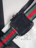 Gucci Coupe Black Stainless Steel with Striped Nylon Strap Men's Watch(Model:YA131202)