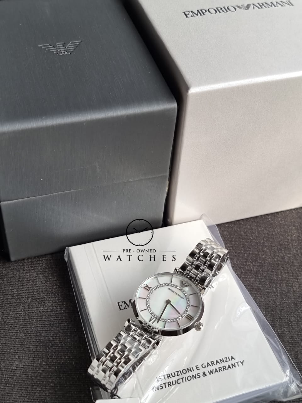 Emporio Armani Women’s Quartz Stainless Steel Mother of pearl Dial 32mm Watch AR1908