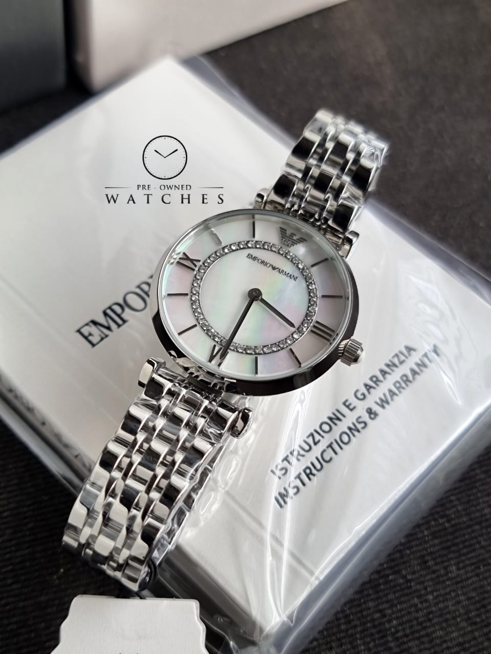 Emporio Armani Women’s Quartz Stainless Steel Mother of pearl Dial 32mm Watch AR1908