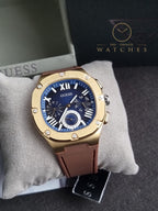 Guess Men’s Quartz Brown Silicone Strap Blue Dial 42mm Watch GW0571G5
