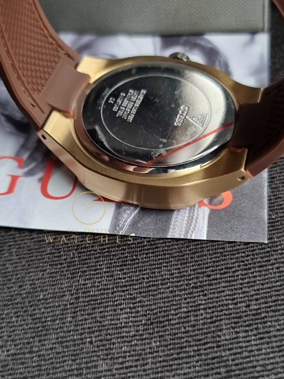 Guess Men’s Quartz Brown Silicone Strap Blue Dial 42mm Watch GW0571G5