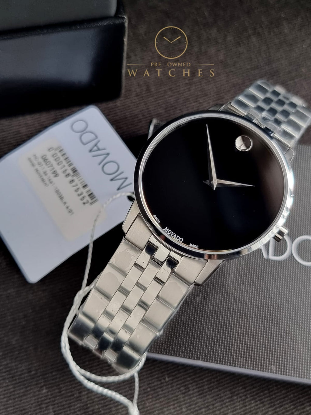 Movado Men’s Quartz Swiss Made Stainless Steel Black Dial 40mm Watch 0607199