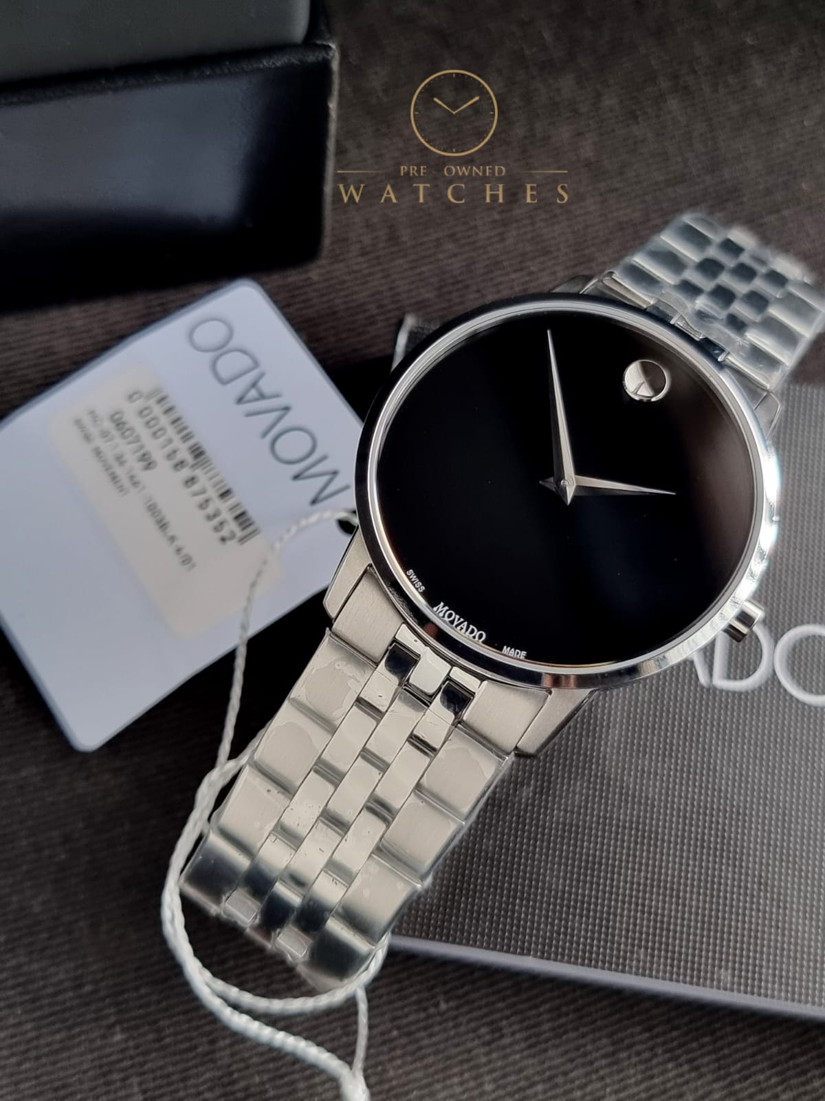 Movado Men’s Quartz Swiss Made Stainless Steel Black Dial 40mm Watch 0607199