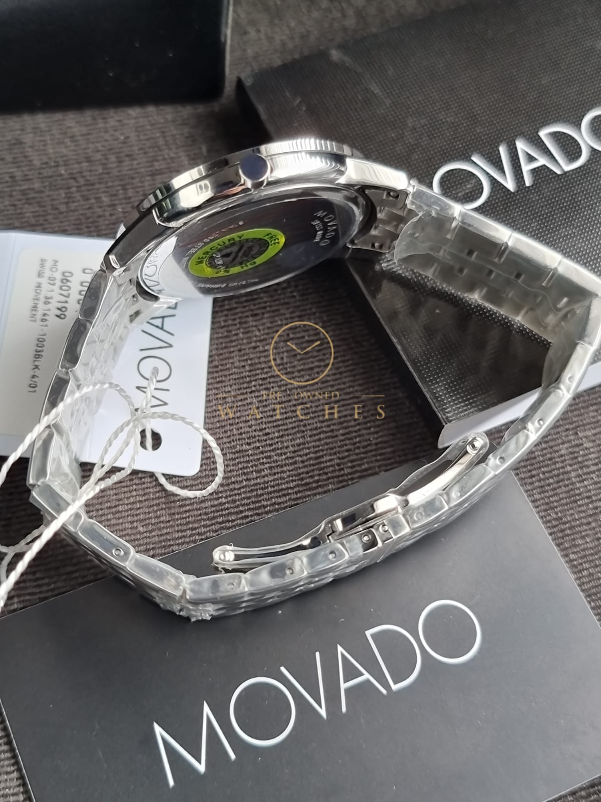 Movado Men’s Quartz Swiss Made Stainless Steel Black Dial 40mm Watch 0607199