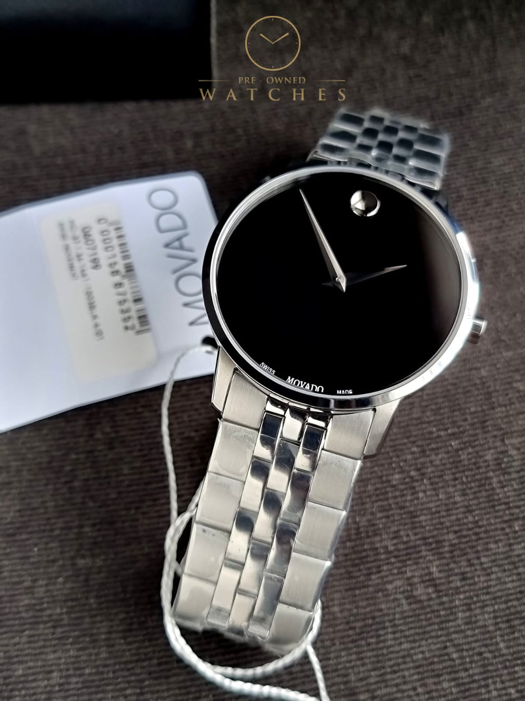 Movado Men’s Quartz Swiss Made Stainless Steel Black Dial 40mm Watch 0607199