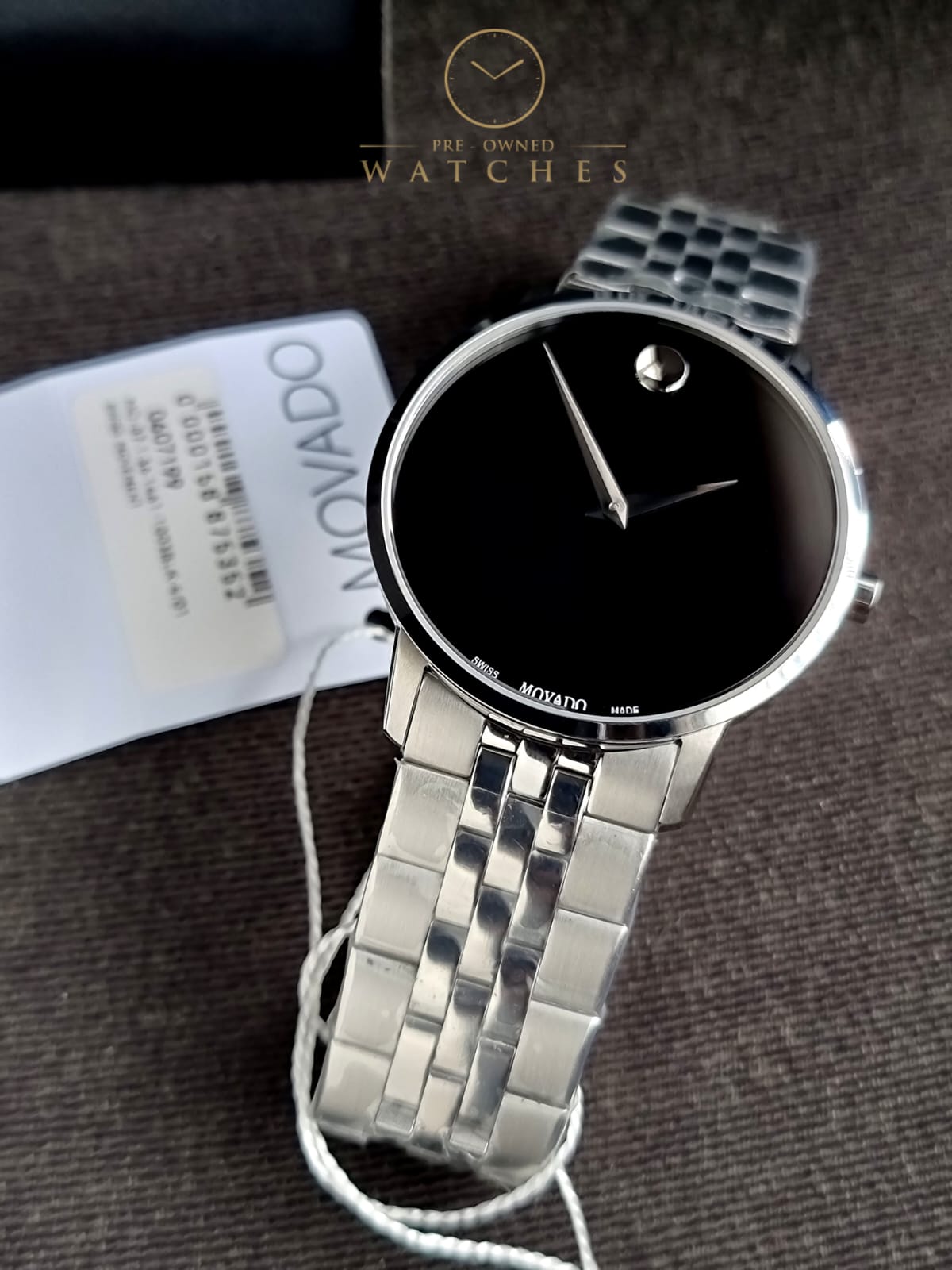Movado Men’s Quartz Swiss Made Stainless Steel Black Dial 40mm Watch 0607199