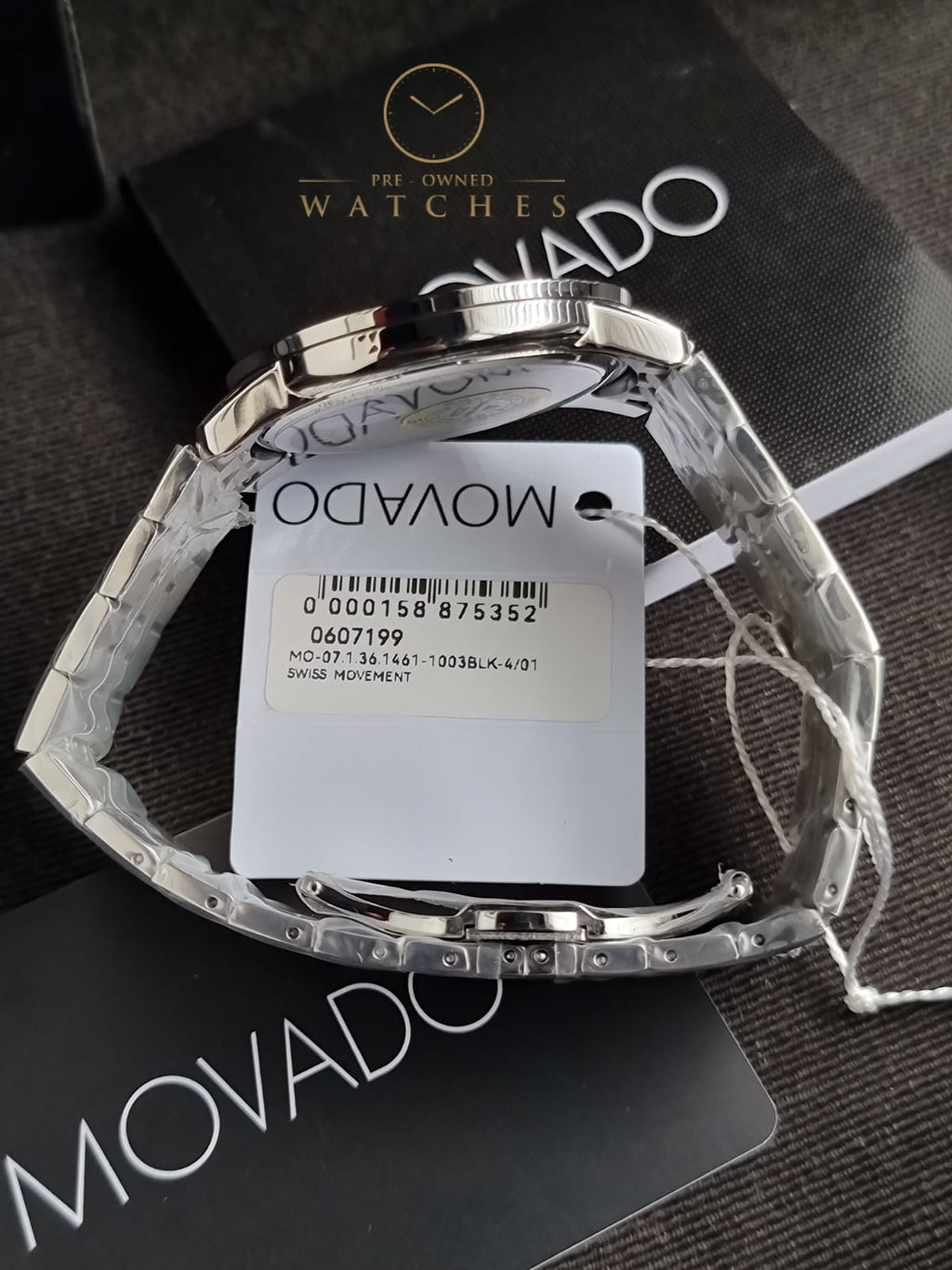 Movado Men’s Quartz Swiss Made Stainless Steel Black Dial 40mm Watch 0607199