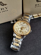 Swiss Gold 2 Tone Silver Date Dial 40mm Men Stainless Steel Wrist Watch The Classic BU10011