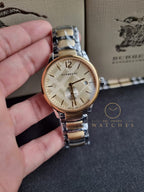 Swiss Gold 2 Tone Silver Date Dial 40mm Men Stainless Steel Wrist Watch The Classic BU10011
