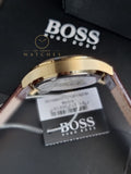 Hugo Boss Men’s Chronograph Brown Leather Strap Blue Dial 44mm Watch 1513756