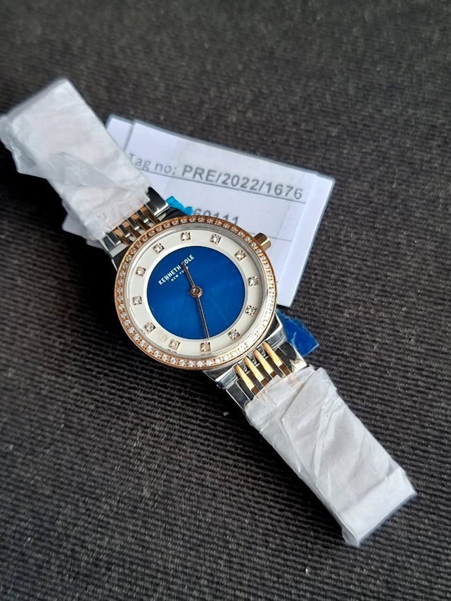 Kenneth Cole Ladies  Blue And White Dial Rose Gold And Silver Chain Main Image
