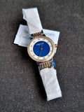 Kenneth Cole Ladies  Blue And White Dial Rose Gold And Silver Chain