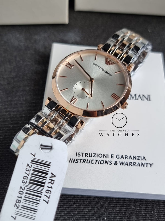 Emporio Armani Gent's Quartz Watch with Stainless-Steel-Plated Strap, Two Tone, 18 (Model: AR1677 Hover Image