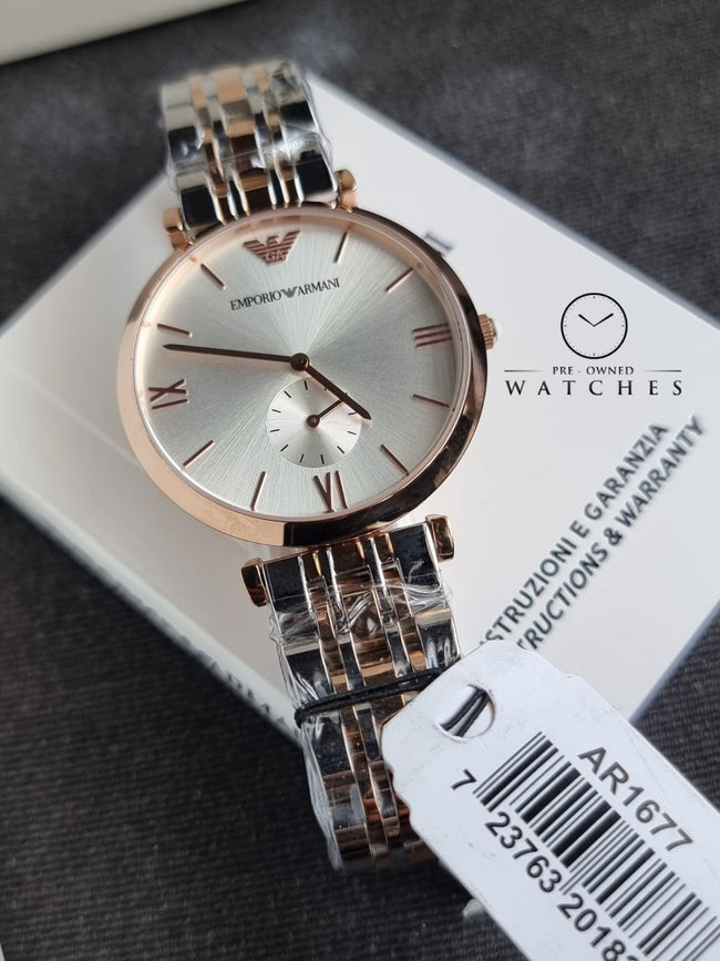 Emporio Armani Gent's Quartz Watch with Stainless-Steel-Plated Strap, Two Tone, 18 (Model: AR1677 Main Image