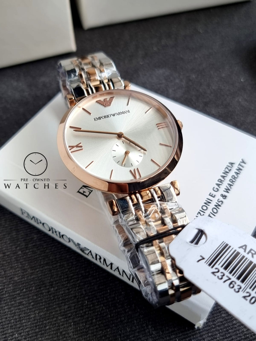 Emporio Armani Gent's Quartz Watch with Stainless-Steel-Plated Strap, Two Tone, 18 (Model: AR1677