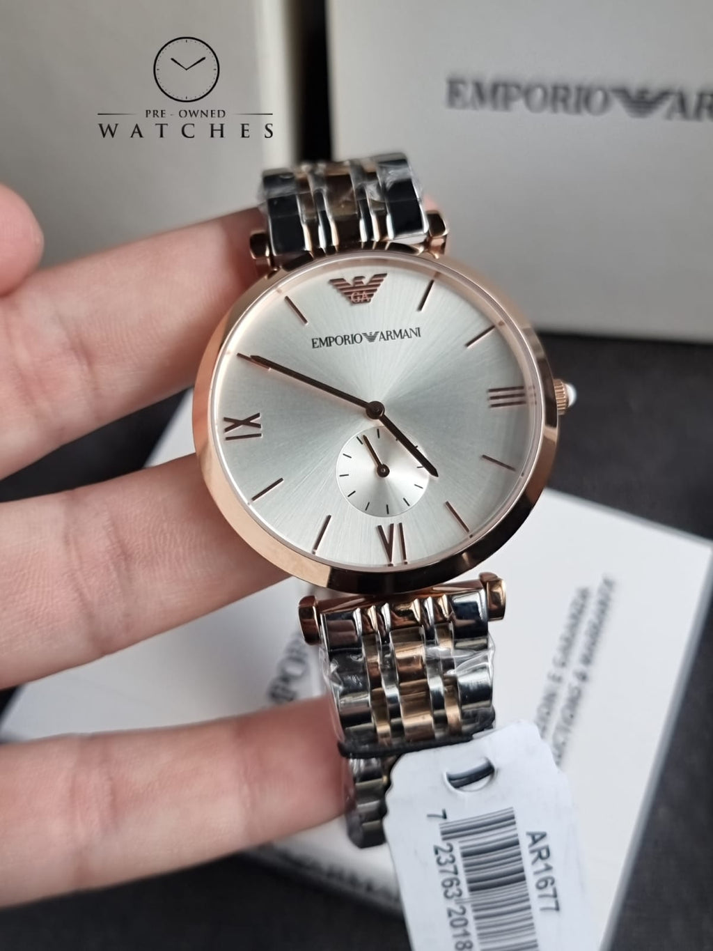 Emporio Armani Gent's Quartz Watch with Stainless-Steel-Plated Strap, Two Tone, 18 (Model: AR1677