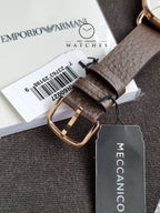 Emporio Armani Men’s Automatic Leather Strap White Dial 43mm Watch AR60027