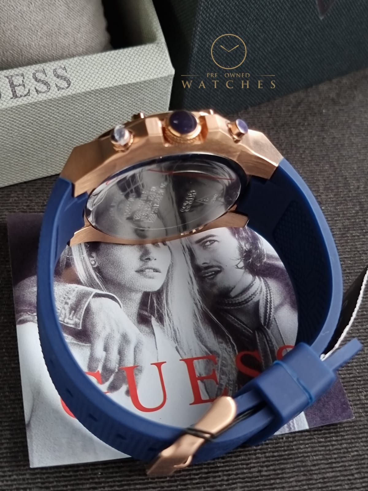 GUESS US Men's Rose Gold-Tone and Black Multifunction Watch
