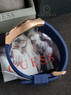 GUESS US Men's Rose Gold-Tone and Black Multifunction Watch