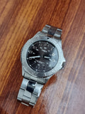 Timex Silver Chain Black Bezel Black Dial Quartz Watch