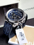 Michael Kors Men’s Quartz Blue Silicone & Leather Strap Blue Dial 45mm Watch MK8923