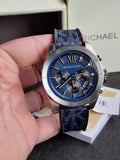 Michael Kors Men’s Quartz Blue Silicone & Leather Strap Blue Dial 45mm Watch MK8923