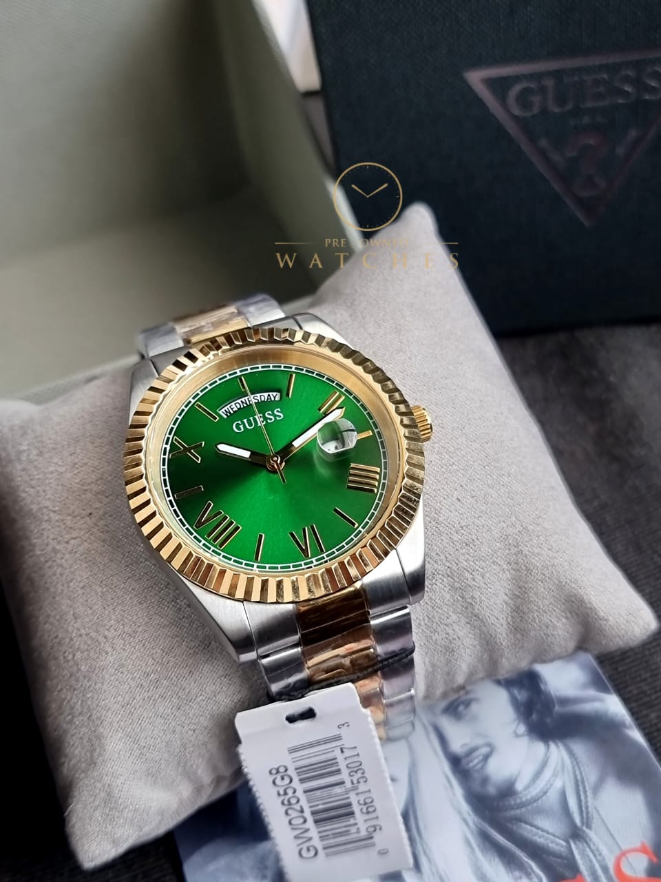 Guess Men’s Quartz Two-tone Stainless Steel Green Dial 42mm Watch GW0265G8