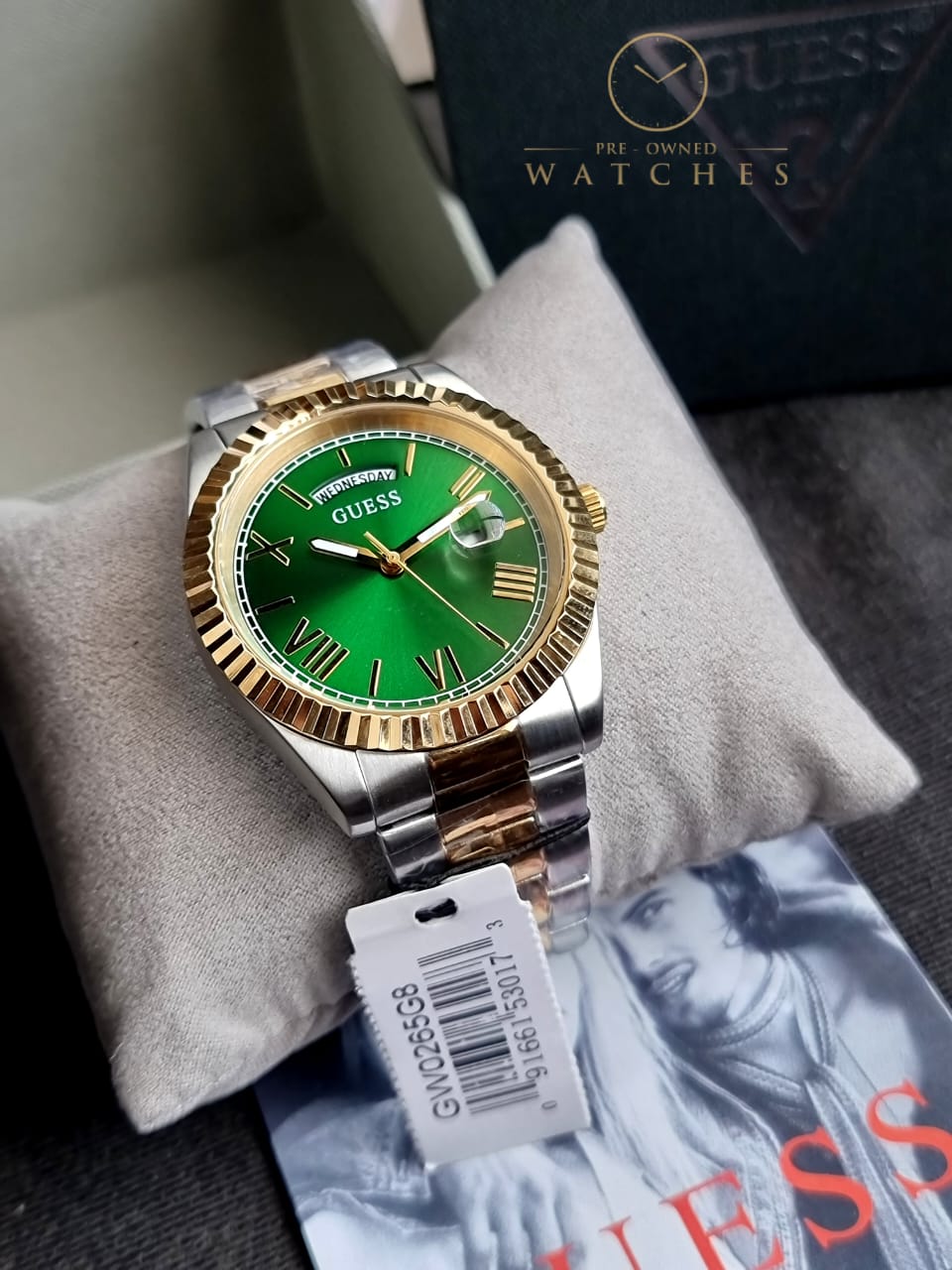 Guess Men’s Quartz Two-tone Stainless Steel Green Dial 42mm Watch GW0265G8
