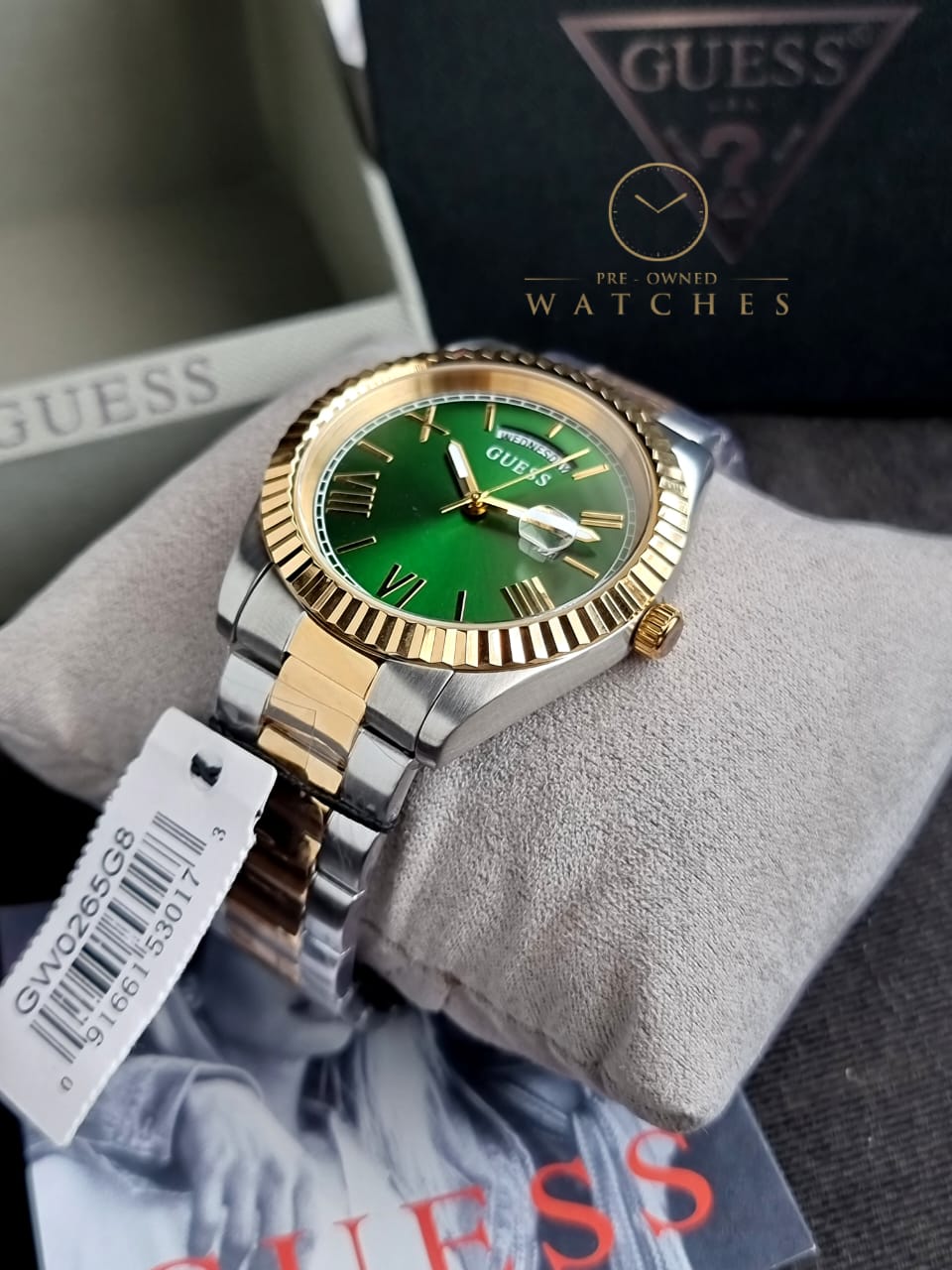 Guess Men’s Quartz Two-tone Stainless Steel Green Dial 42mm Watch GW0265G8