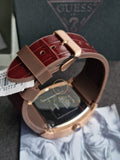 Guess Men’s Quartz Brown Silicone & Leather Strap Blue Dial 43mm Watch GW0202G2
