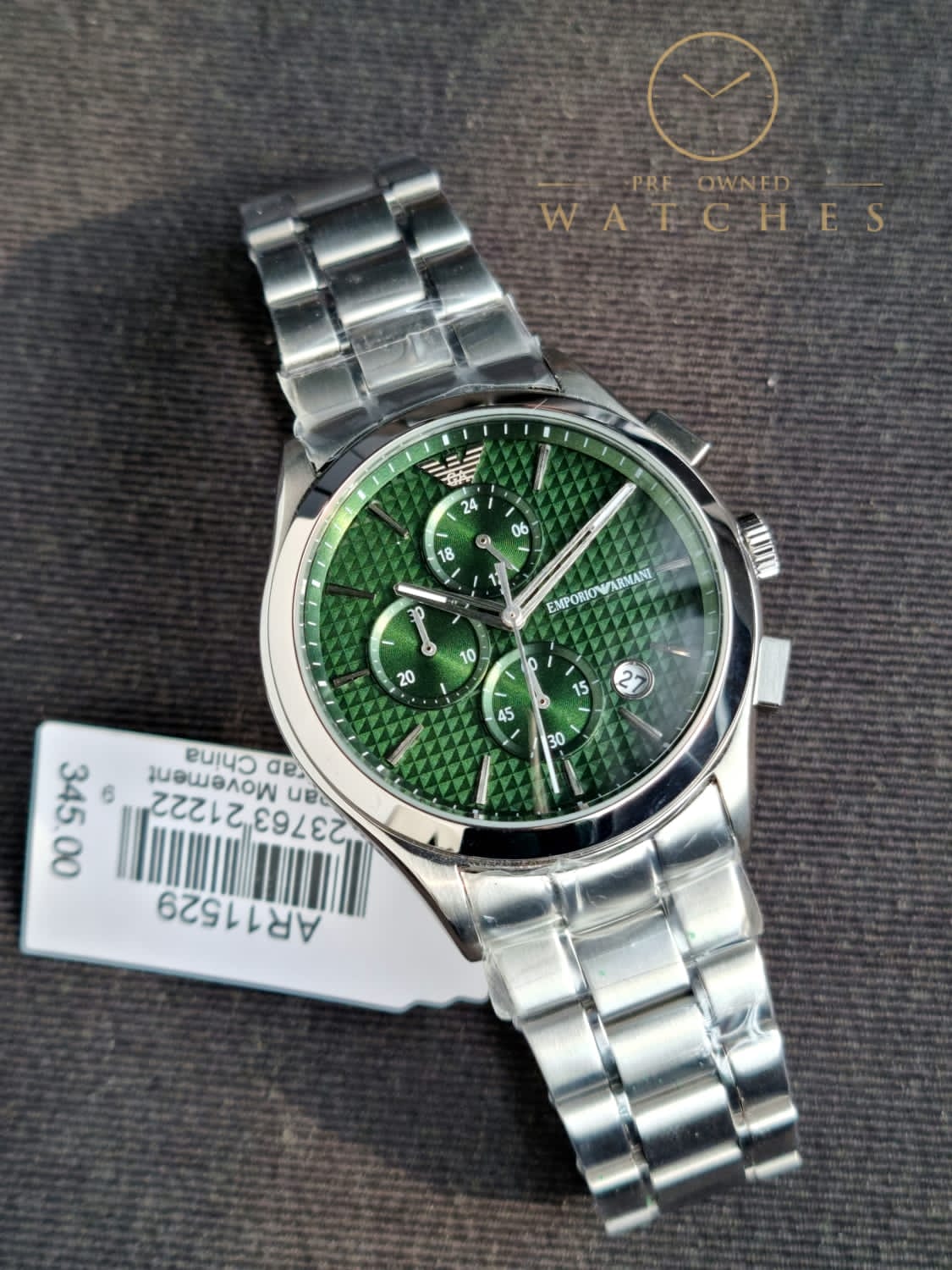 Emporio Armani Men's Stainless Steel Chronograph Dress Watch with Steel or Leather Band