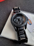 Fossil Women's Riley Quartz Stainless Steel Multifunction Watch, Color: Black Glitz (Model: ES4519)