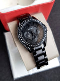 Fossil Women's Riley Quartz Stainless Steel Multifunction Watch, Color: Black Glitz (Model: ES4519)