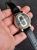 MARC BY MARC JACOBS CORIE LADIES GOLD PLATED CASE LEATHER STRAP WATCH BLACK DIAL - MJ1578