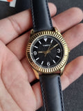 Timex Ladies Watch 35mm Golden Bezel Black dial Quartz Watch