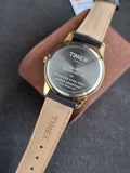 Timex Ladies Watch 35mm Golden Bezel Black dial Quartz Watch