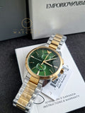 Emporio Armani Claudio Two-tone Stainless Steel Green Dial Chronograph Quartz Watch for Gents - AR11511