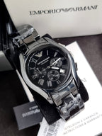 Emporio Armani Men’s Chronograph Quartz Stainless Steel Black Dial 43mm Watch AR1400