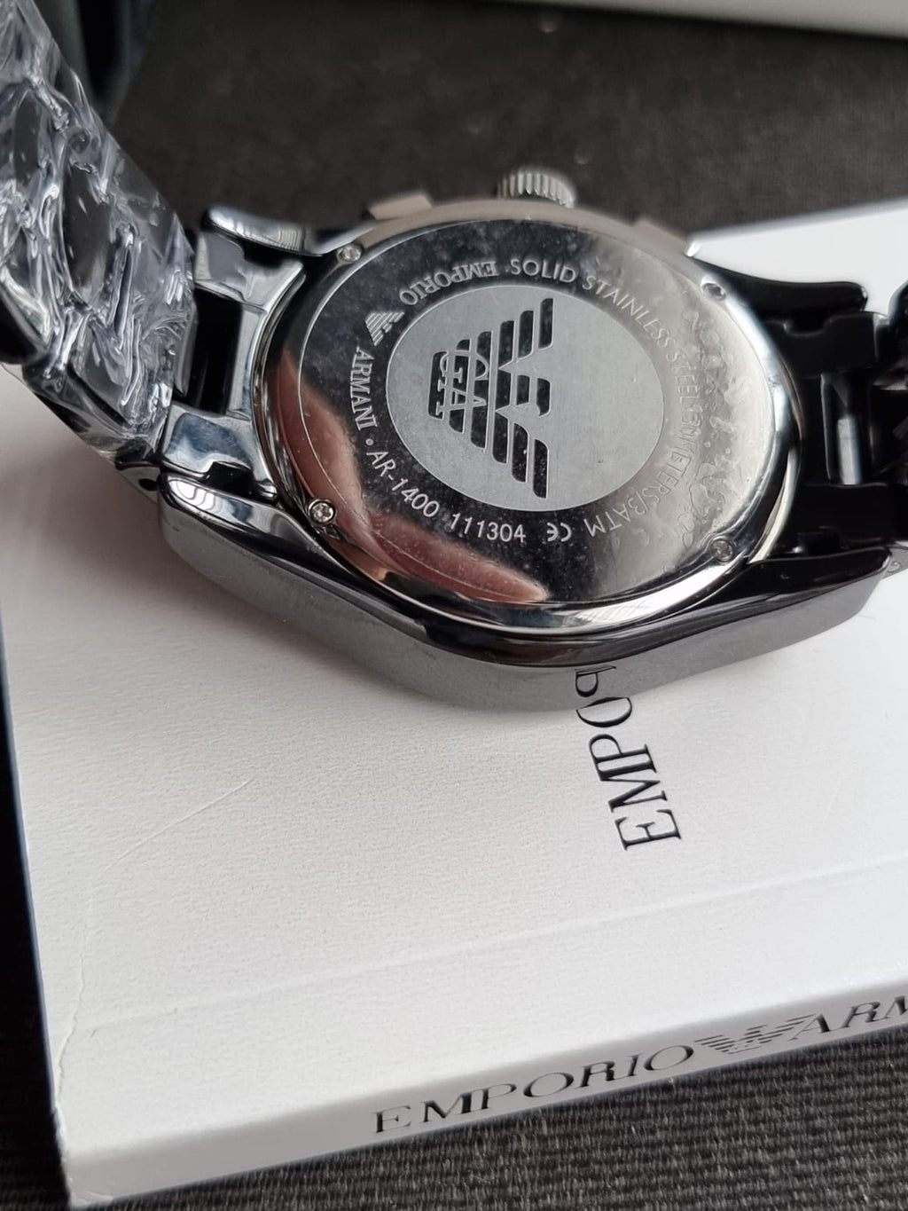 Emporio Armani Men’s Chronograph Quartz Stainless Steel Black Dial 43mm Watch AR1400