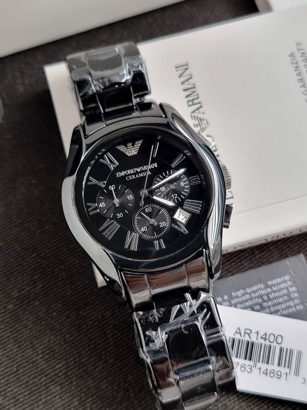 Emporio Armani Men’s Chronograph Quartz Stainless Steel Black Dial 43mm Watch AR1400