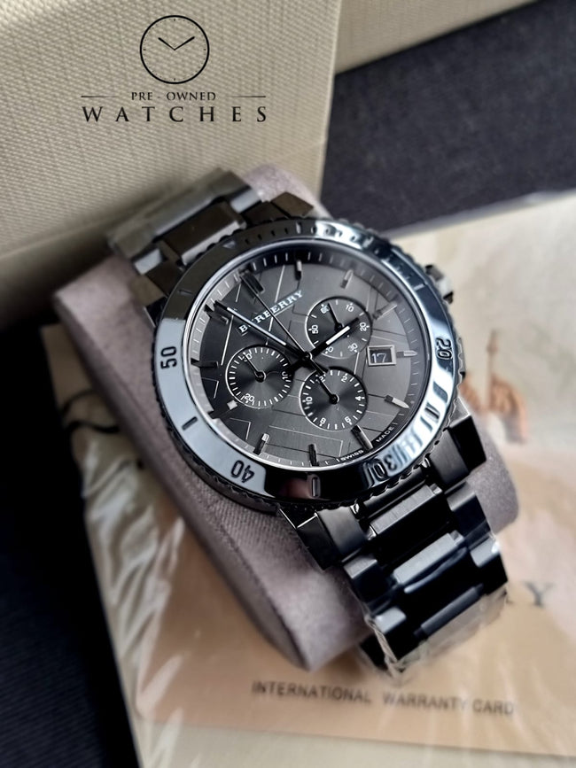 BURBERRY Men’s Swiss Made Stainless Steel Grey Dial 42mm Watch BU9381 Main Image