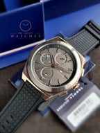 Tommy Hilfiger Men’s Quartz Black Silicone Strap Grey Dial 44mm Watch 1791931