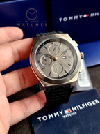 Tommy Hilfiger Men’s Quartz Black Silicone Strap Grey Dial 44mm Watch 1791931