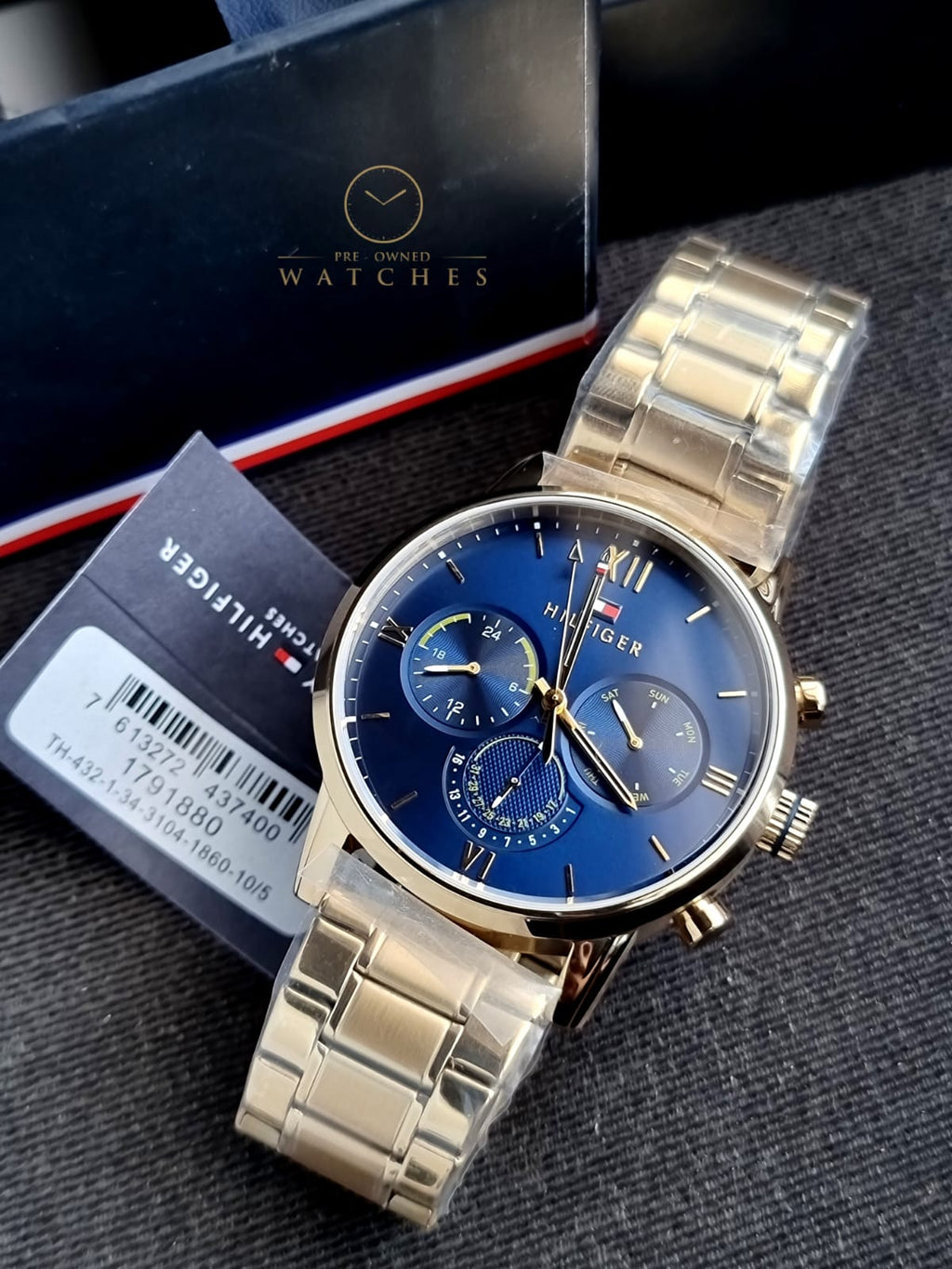 Tommy Hilfiger Men’s Quartz Gold Stainless Steel Blue Dial 44mm Watch 1791880